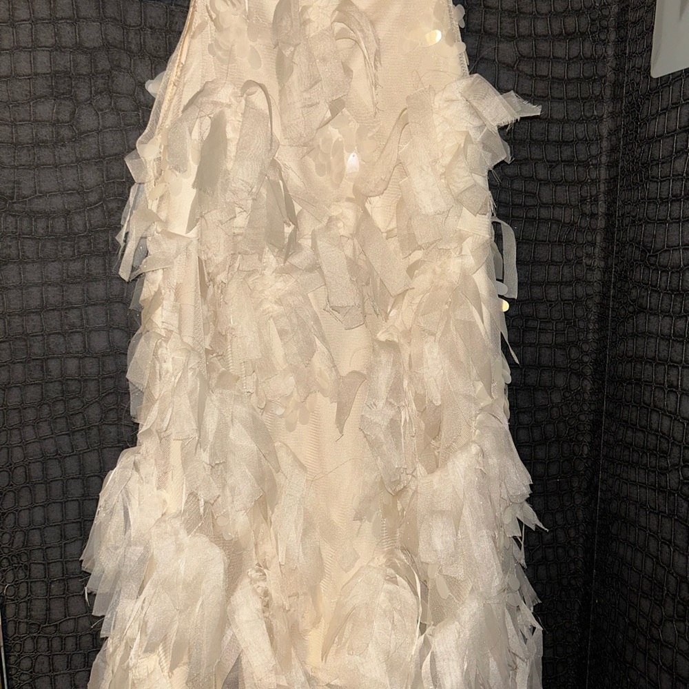 Bardot Junior Cream Feathered Dress